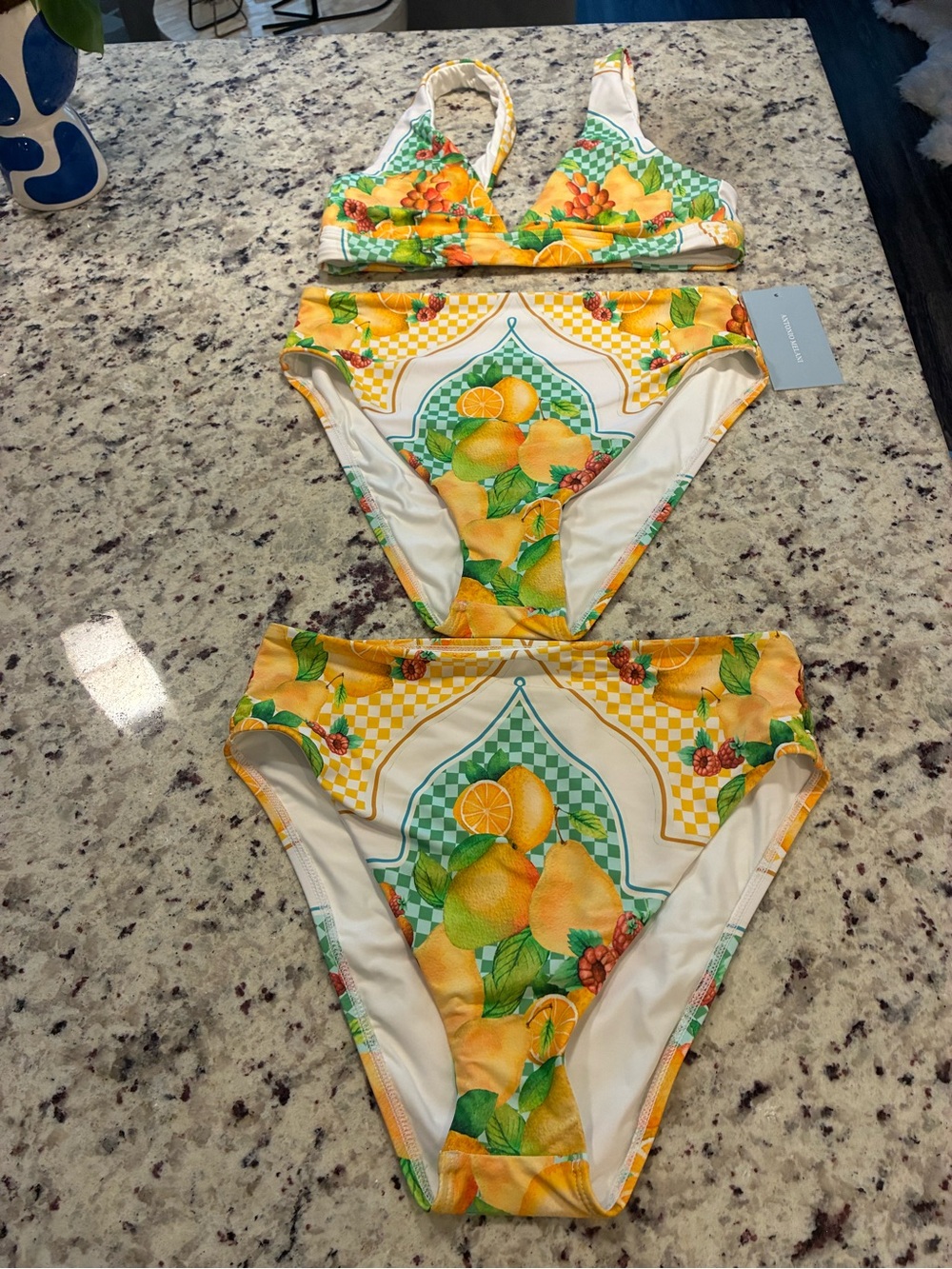 Antonio Melani Yellow Citrus Print Two-Piece Bikini